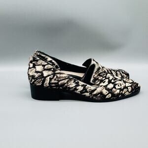 10 Crosby Derek Lam Shoes Womens 10 Black Animal Print Loafer Block Heel Pony